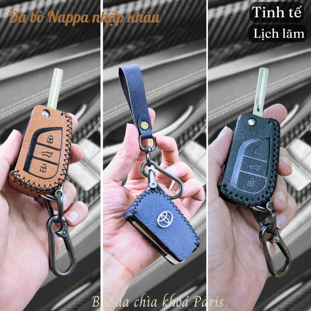 Bọc chìa khoá cơ xe Toyota Fotuner Innova  Altis, ốp chìa khoá ô tô fotuner innova altis da thật trẻ trung