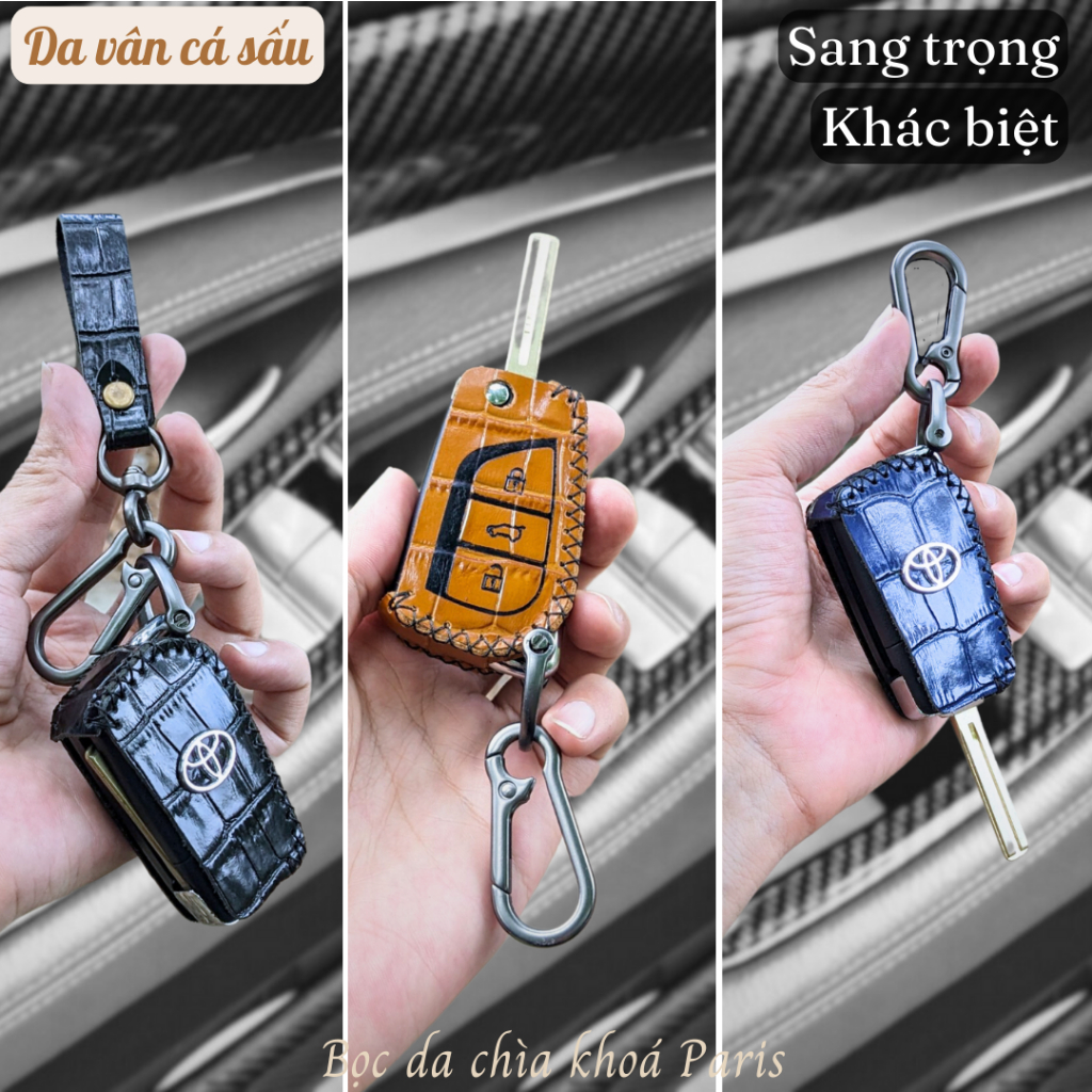 Bọc chìa khoá cơ xe Toyota Fotuner Innova  Altis, ốp chìa khoá ô tô fotuner innova altis da thật trẻ trung