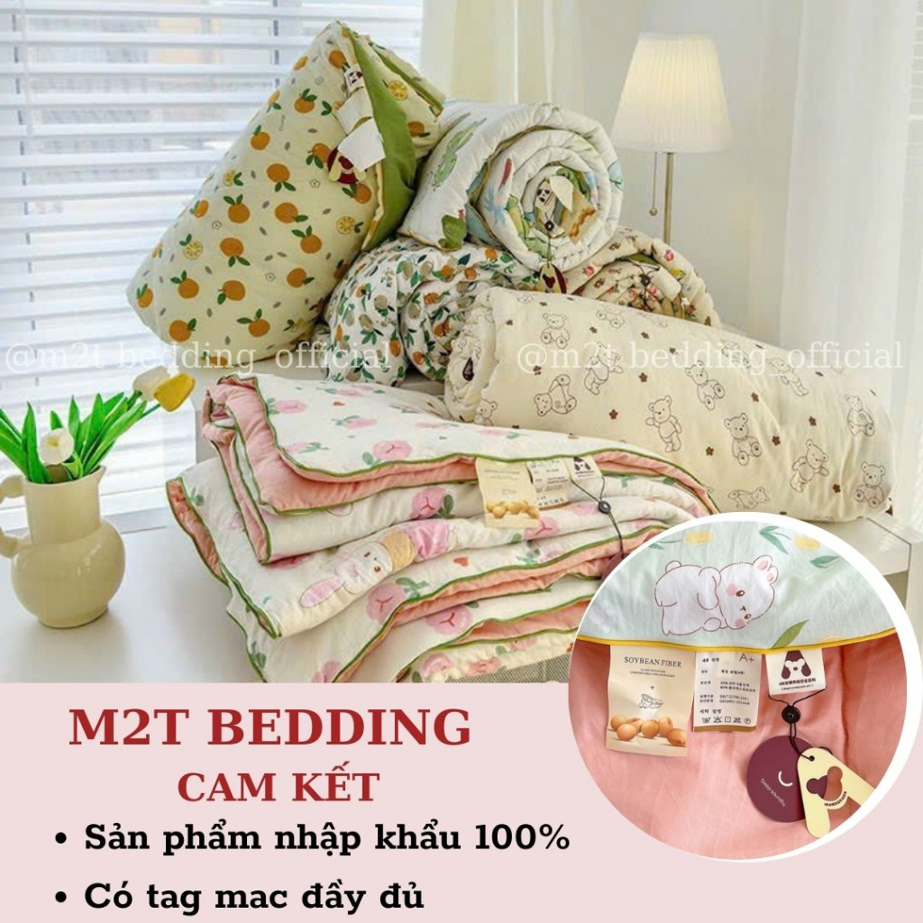 Chăn đũi hữu cơ xơ đậu nành M2T BEDDING mềm mát kích thước 2mx2m3