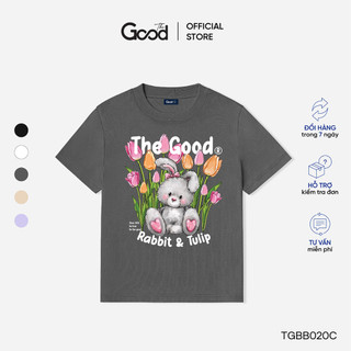 Áo Thun Nữ THE GOOD "Rabbit & Tulip" Form Ôm, Áo Baby Tee Họa Tiết Hoa Tulip Cổ Tròn Tay Ngắn Chất Cotton Co Giãn