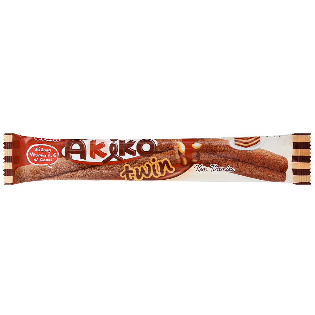 Bánh snack que Akiko Twins gói 140gr vị tiramisu và mixed berries