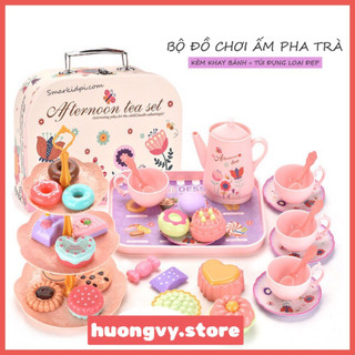 Bộ đồ chơi bàn trà kèm bánh ngọt cho bé gái - Bộ đồ chơi ấm chén pha trà đẹp