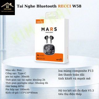 Tai Nghe Bluetooth RECCI W58 MARS WIRELESS EARBUDS