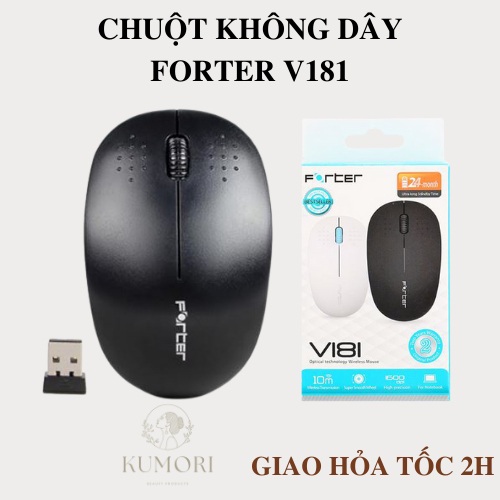 CHUỘT KHÔNG DÂY FORTER V181 máy vi tính laptop văn phòng học sinh viên, mouse cơ bản, nhỏ gọn siêu nhạy KUMORI STORE