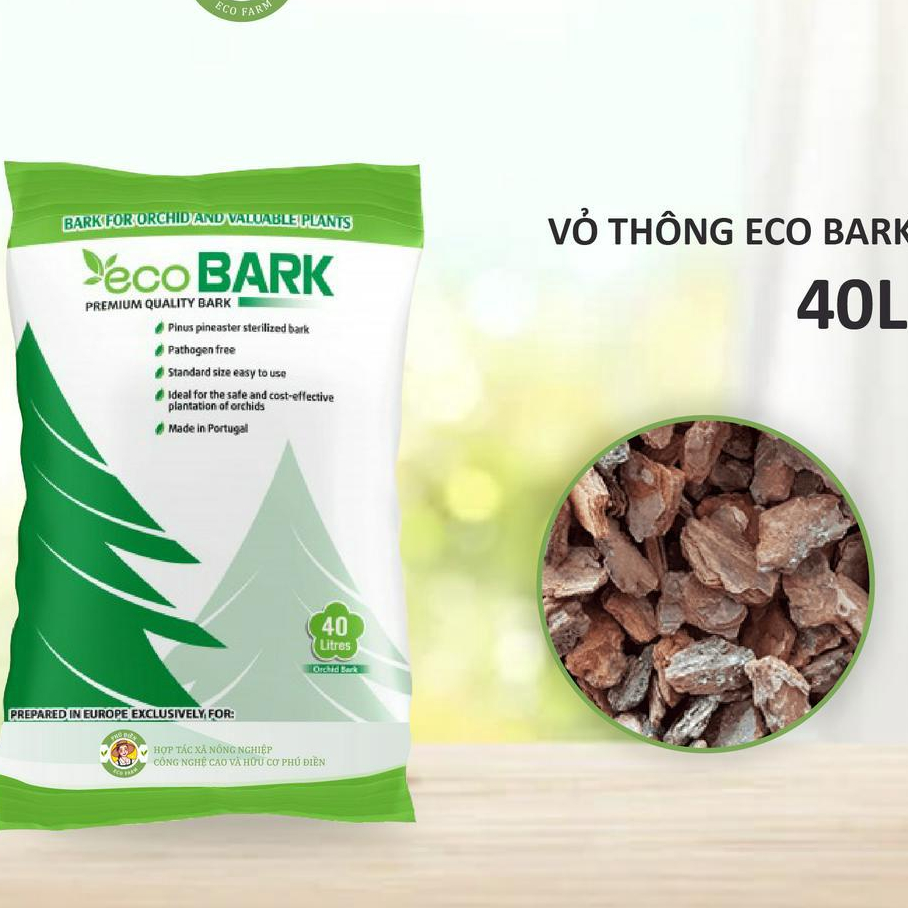 5L Vỏ Thông Eco Bark Nhập Khẩu Bồ Đào Nha Giá Thể Đã Qua Xử Lý, Đủ Kích Cỡ, Trồng Lan Kiểng Lá - VTNN Hữu cơ