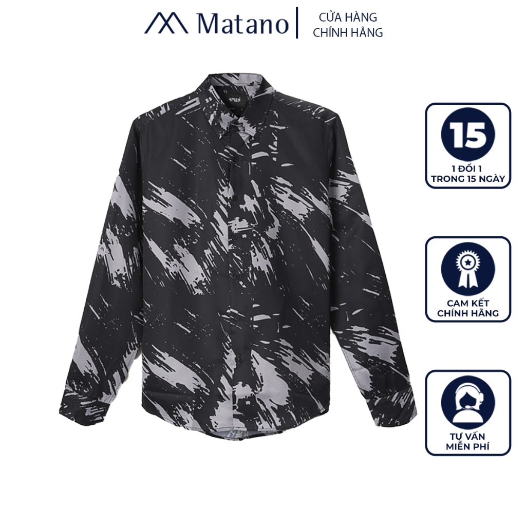 Áo Sơ Mi Nam In Họa Tiết MATANO SM083 đẹp, somi cổ bẻ tay dài, phong cách cá tính, mạnh mẽ, vải mềm mại, thấm mồ hôi