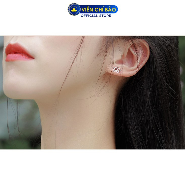 Bông tai bạc nữ Hoa Sen chất liệu bạc 925 thời trang phụ kiện trang sức nữ thương hiệu Viễn Chí Bảo B400134