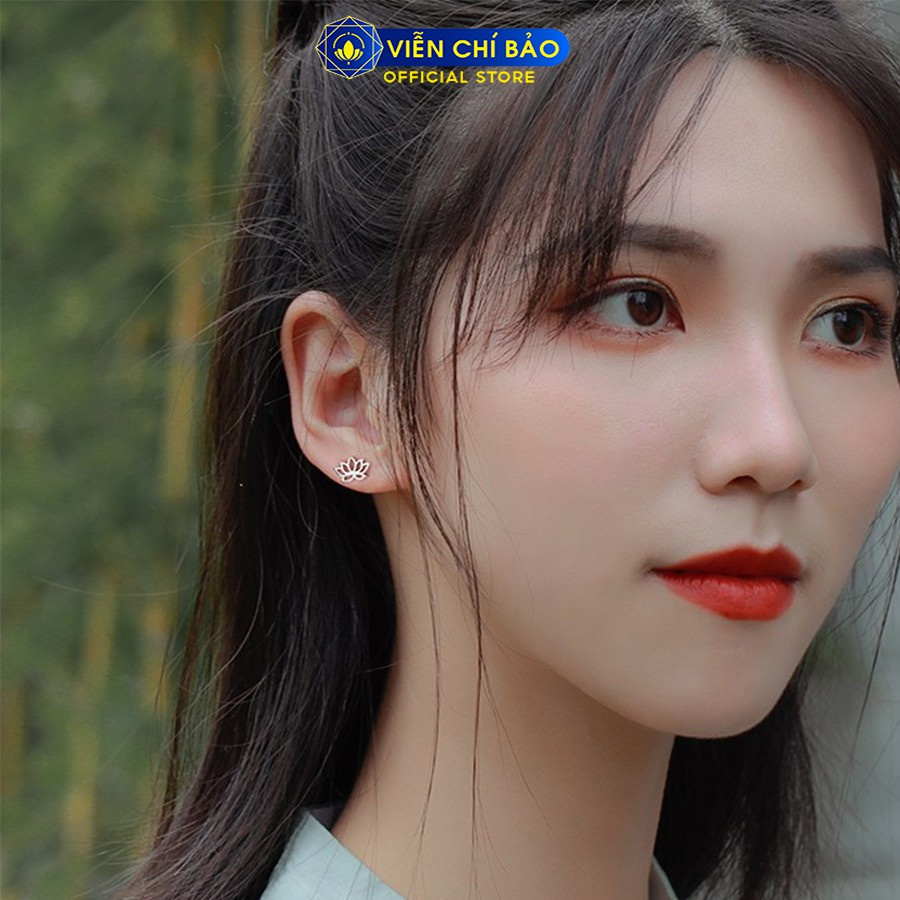 Bông tai bạc nữ Hoa Sen chất liệu bạc 925 thời trang phụ kiện trang sức nữ thương hiệu Viễn Chí Bảo B400134