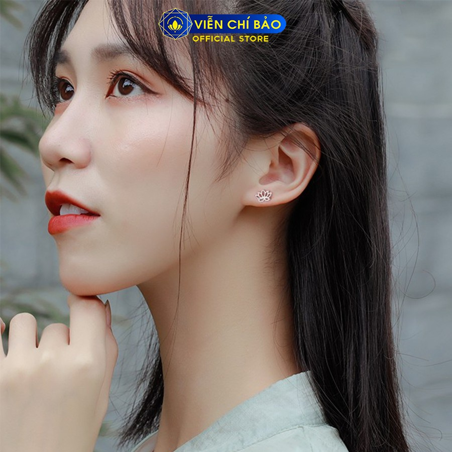 Bông tai bạc nữ Hoa Sen chất liệu bạc 925 thời trang phụ kiện trang sức nữ thương hiệu Viễn Chí Bảo B400134