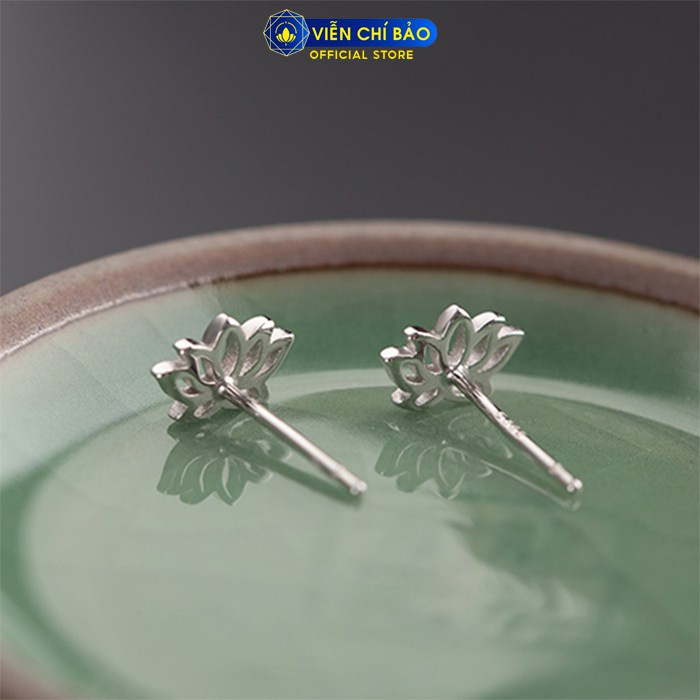 Bông tai bạc nữ Hoa Sen chất liệu bạc 925 thời trang phụ kiện trang sức nữ thương hiệu Viễn Chí Bảo B400134