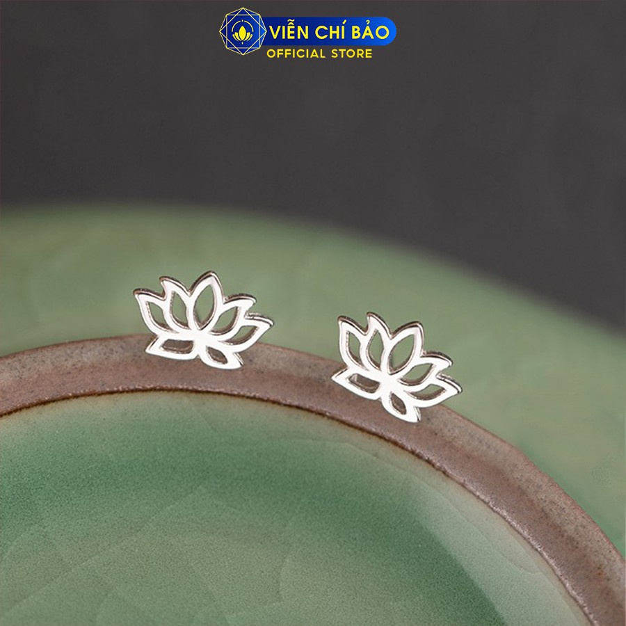 Bông tai bạc nữ Hoa Sen chất liệu bạc 925 thời trang phụ kiện trang sức nữ thương hiệu Viễn Chí Bảo B400134