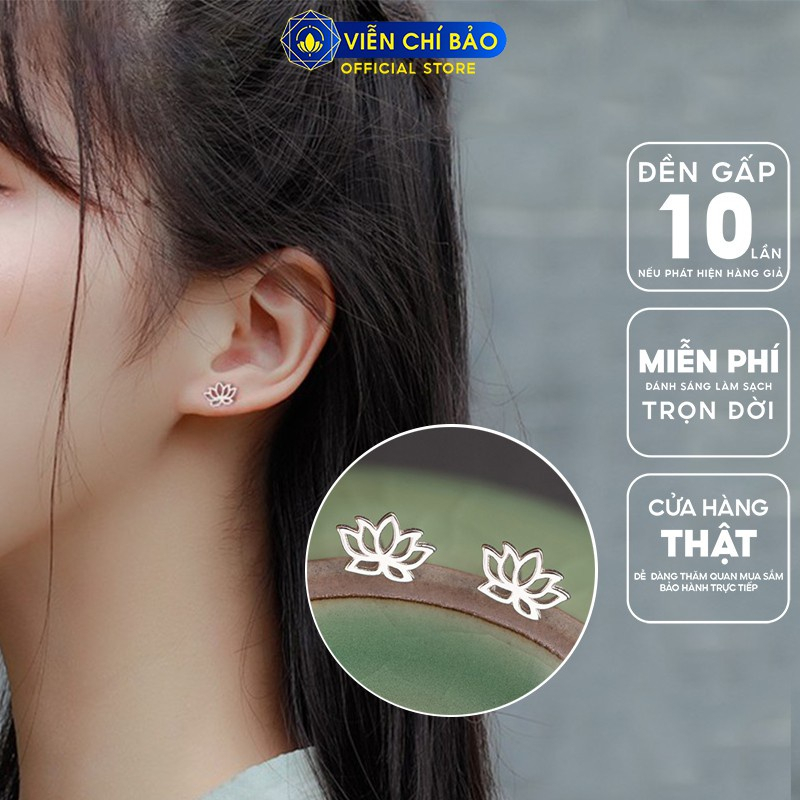 Bông tai bạc nữ Hoa Sen chất liệu bạc 925 thời trang phụ kiện trang sức nữ thương hiệu Viễn Chí Bảo B400134