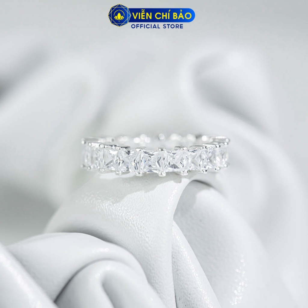 Nhẫn bạc nữ đính đá vuông full chất liệu bạc 925 thời trang phụ kiện trang sức Viễn Chí Bảo N400849