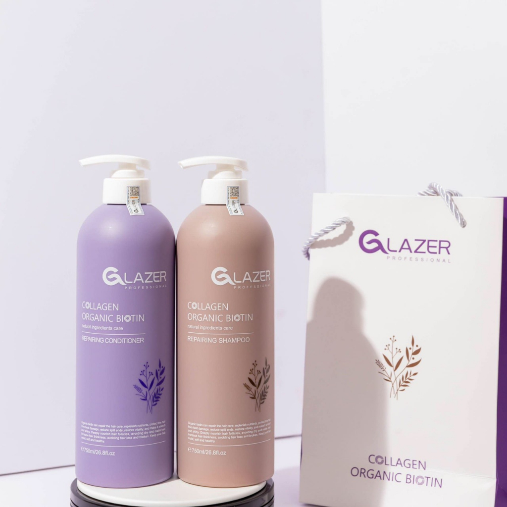 Cặp gội xả dưỡng tóc hữu cơ GLAZER phục hồi siêu mềm mượt 750ml.ALYA