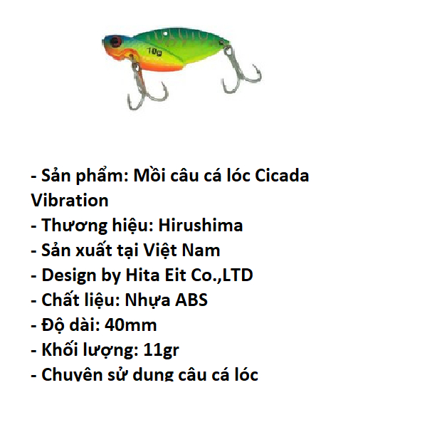 Mồi câu cá lóc Hirushima Vibration Cicada Hita Lure