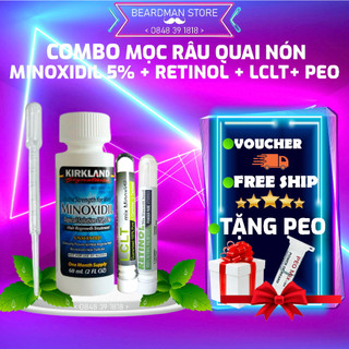 Combo Mọc Râu Tóc Minoxidil 5% : 1 Minox + 1 LCLT + 1 Retinol