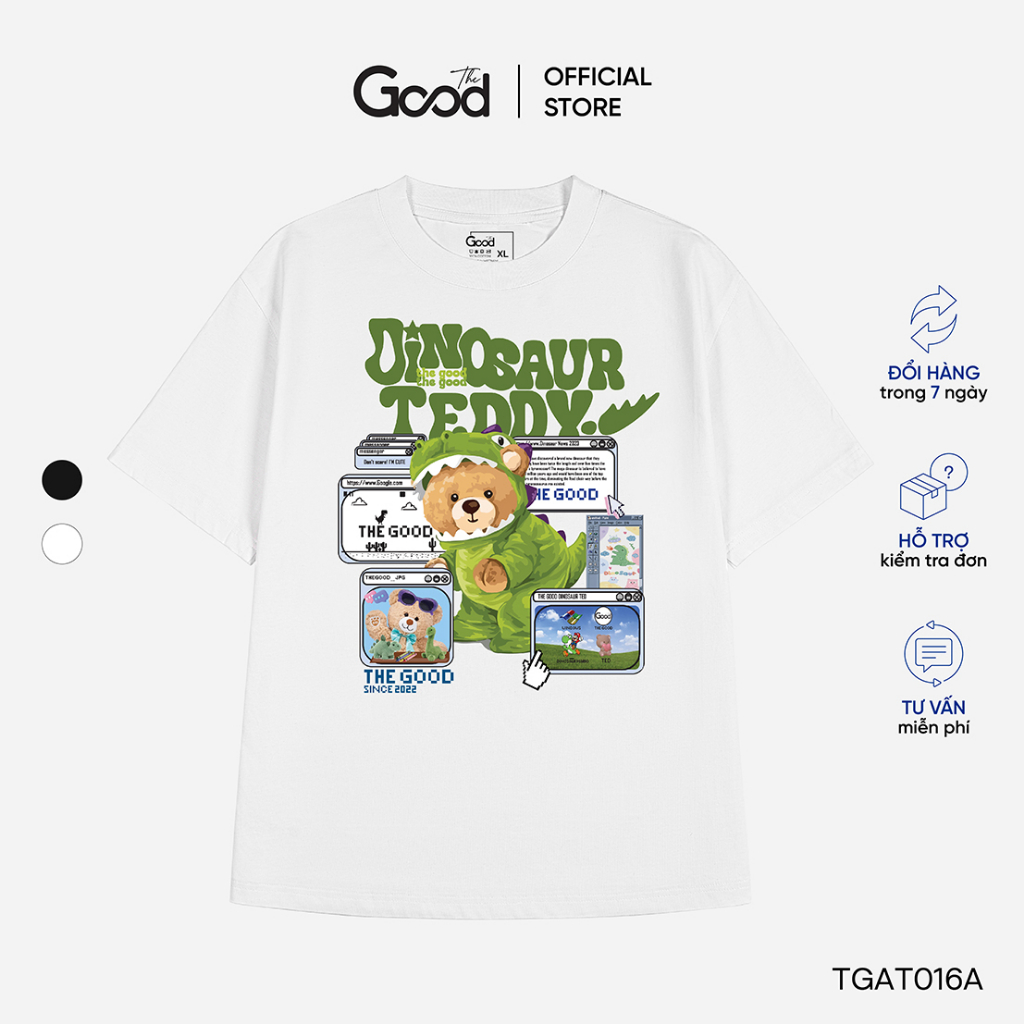 Áo Thun THE GOOD "Dinosaur Teddy", Áo Local Brand Form Rộng Dành Cho Nam Nữ Cổ Tròn Tay Lỡ Chất Cotton Co Giãn