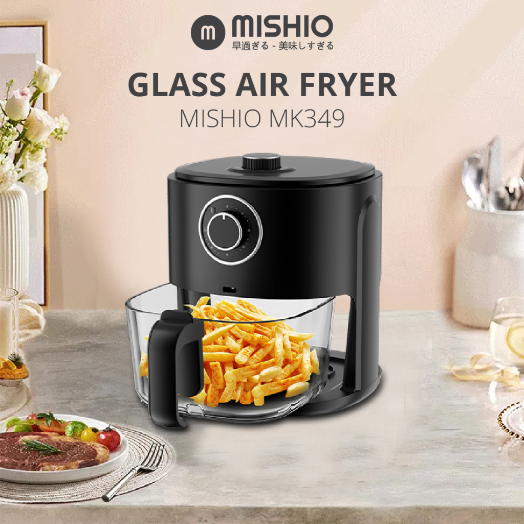 Nồi chiên không dầu lòng nồi thuỷ tinh 6L Mishio MK349 - Glass pot 6L oil-free fryer Mishio MK349