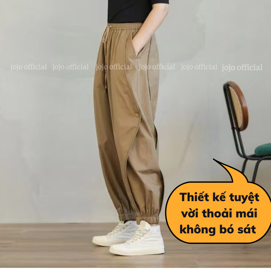 Quần kaki nữ thể thao ống rộng bo chun, quần boom phong cách basic hàng Quảng Châu cao cấp form rộng cá tính JOJO