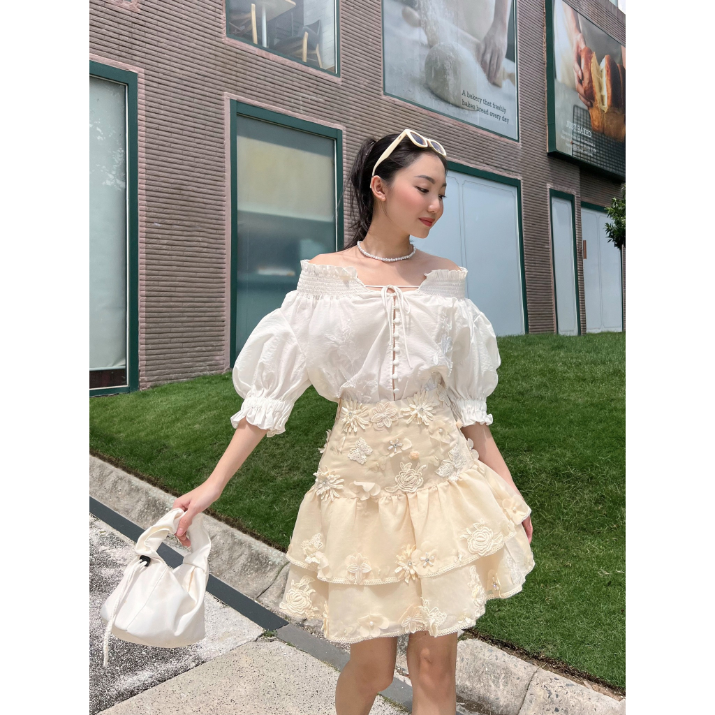 MAVEN - Chân váy tầng đính kết hoa Heybi Skirt