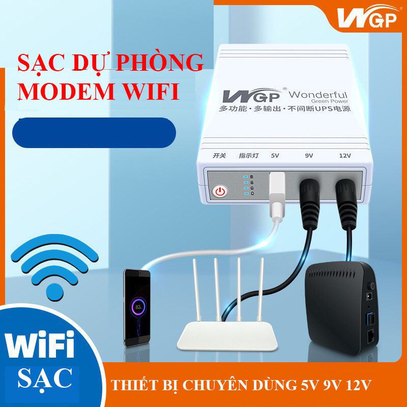Sạc dự phòng modem wifi camera an ninh dùng khi hộ gia đình công ty bị mất điện hãng WGP