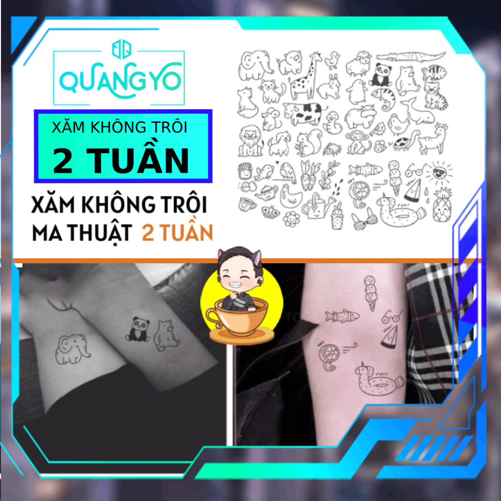 Hình xăm không trôi MINI chủ đề động vật dễ thương cute, mùa hè nóng nực, Xăm giống Inkaholic
