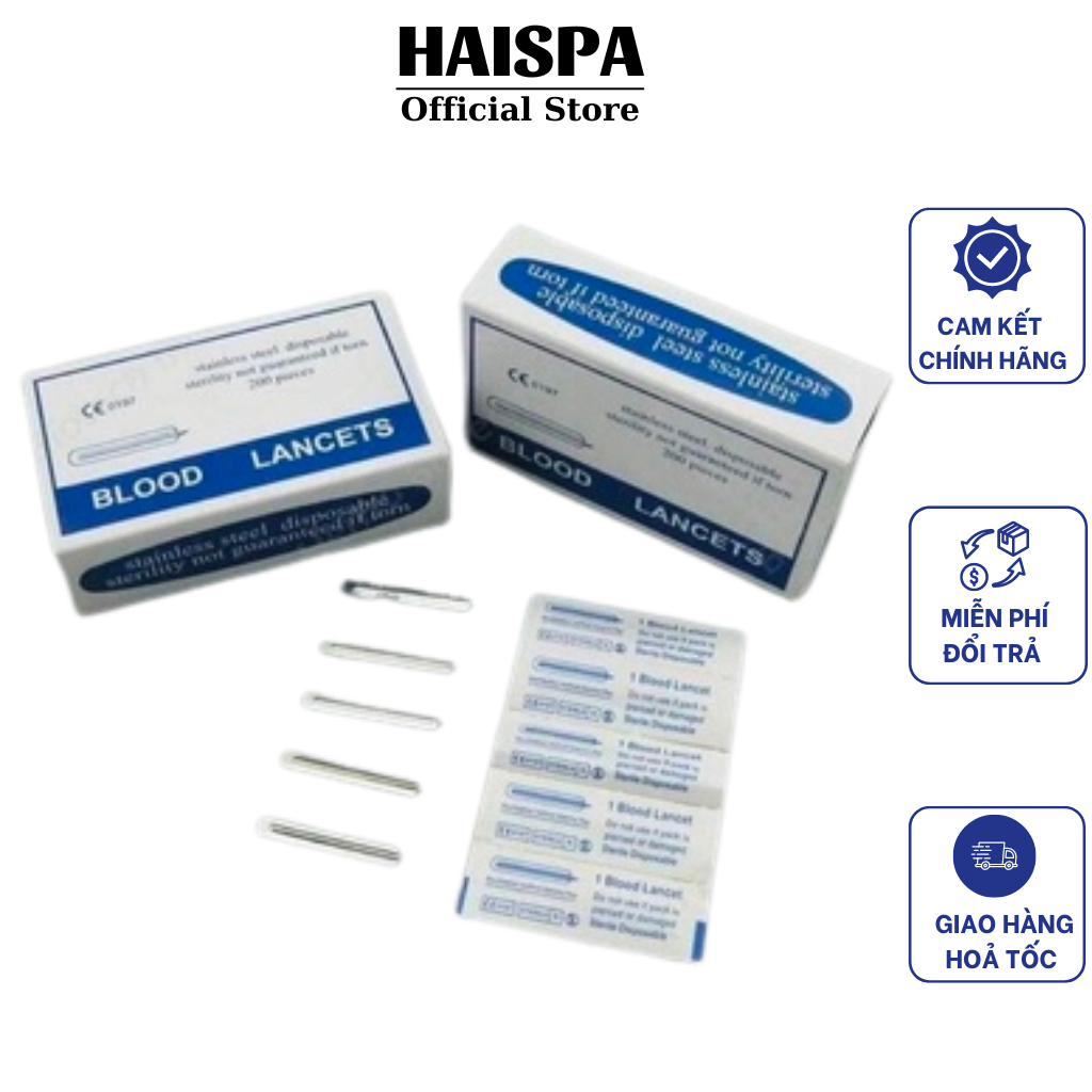 Hộp 200 Chiếc Kim Nặn Mụn Chính Hãng Blood Lancets