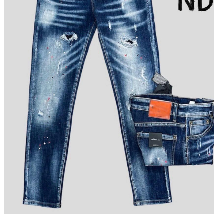 Quần bò jean nam dài xanh rách vẩy sơn kiểu đẹp cá tính,chất jean dày co giãn tốt chuẩn vnxk