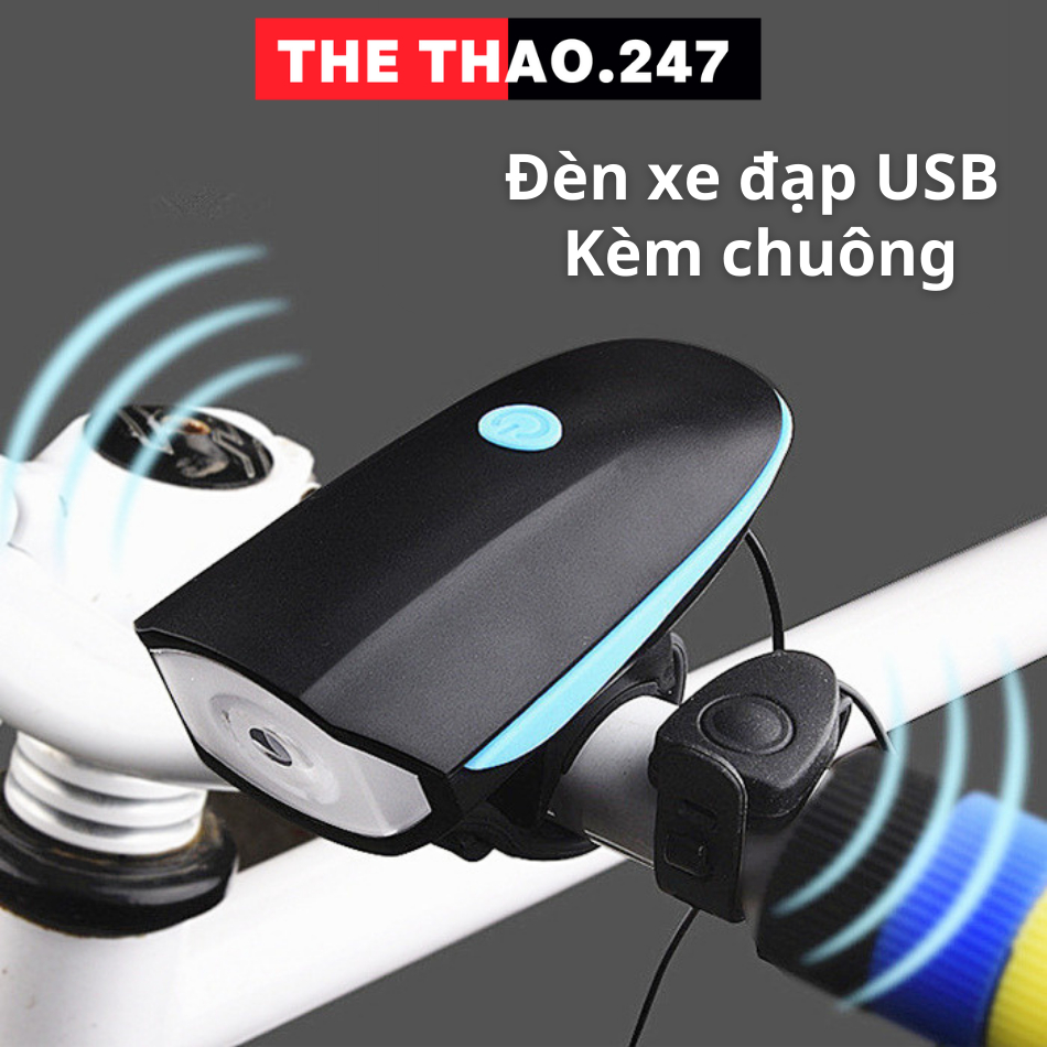 Đèn Pin Xe Đạp Siêu Sáng, Đèn Led Xe Đạp 3 Chế Độ Tặng Kèm Dây Sạc Usb