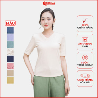 Áo nữ CARDINA chất tăm lạnh mềm mịn cổ tim tay lỡ co giãn kiểu dáng basic 3AF19