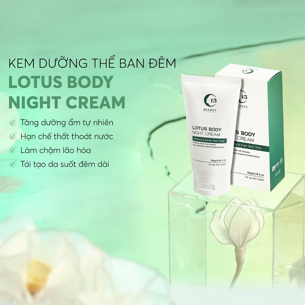 Combo Kem Dưỡng Thể Ngày và Đêm Lotus Body Cream Dưỡng Trắng, Cấp Ẩm Chuyên Sâu C13 Cosmetics Thu Trang