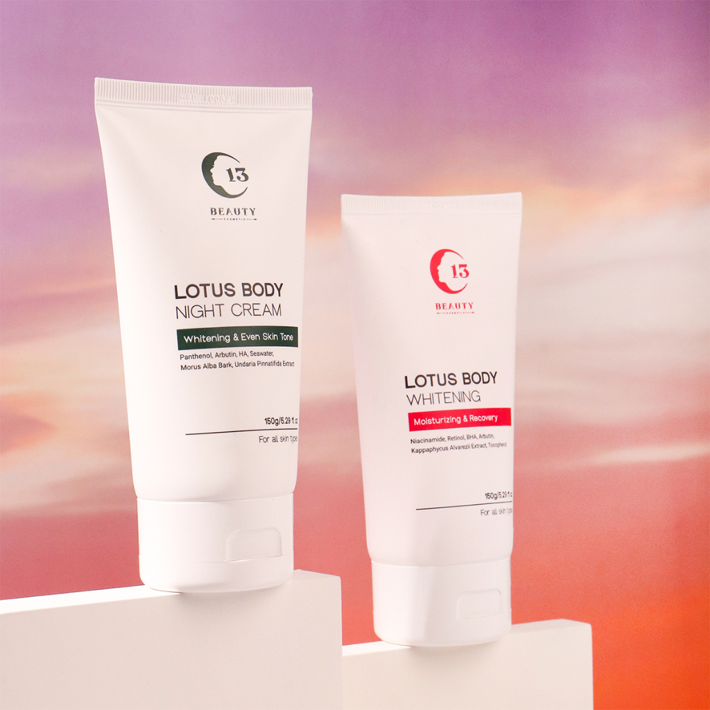 Combo Kem Dưỡng Thể Ngày và Đêm Lotus Body Cream Dưỡng Trắng, Cấp Ẩm Chuyên Sâu C13 Cosmetics Thu Trang