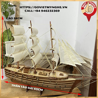 Mô hình thuyền gỗ chiến cổ Napoleon của Pháp - Quà tặng trang trí phong thủy trang trí nhà cửa - Thân tàu 60cm