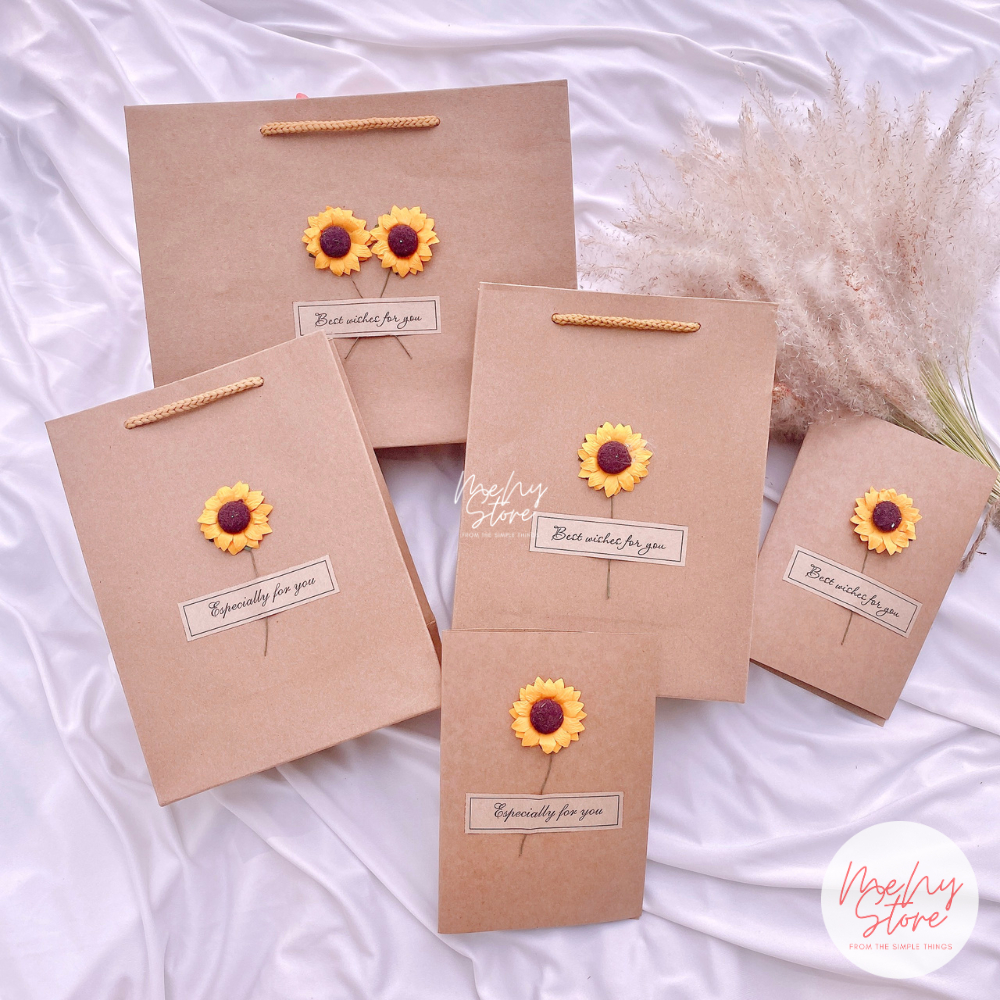 Túi giấy đựng quà tặng Kraft phong cách Vintage có quai xách loại dày nhiều kích cỡ