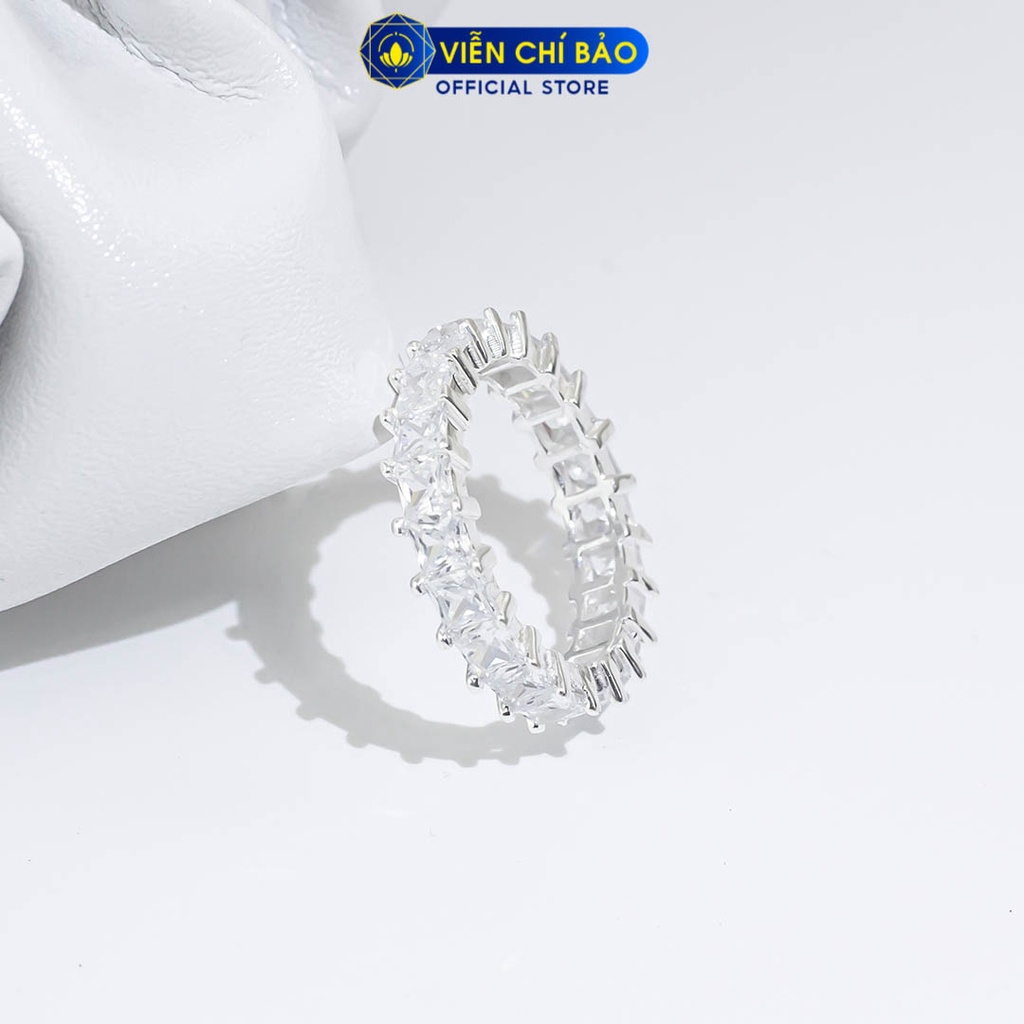Nhẫn bạc nữ đính đá vuông full chất liệu bạc 925 thời trang phụ kiện trang sức Viễn Chí Bảo N400849