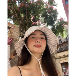 Mũ rộng vành kẻ caro thời trang nữ mũ Hà Thi