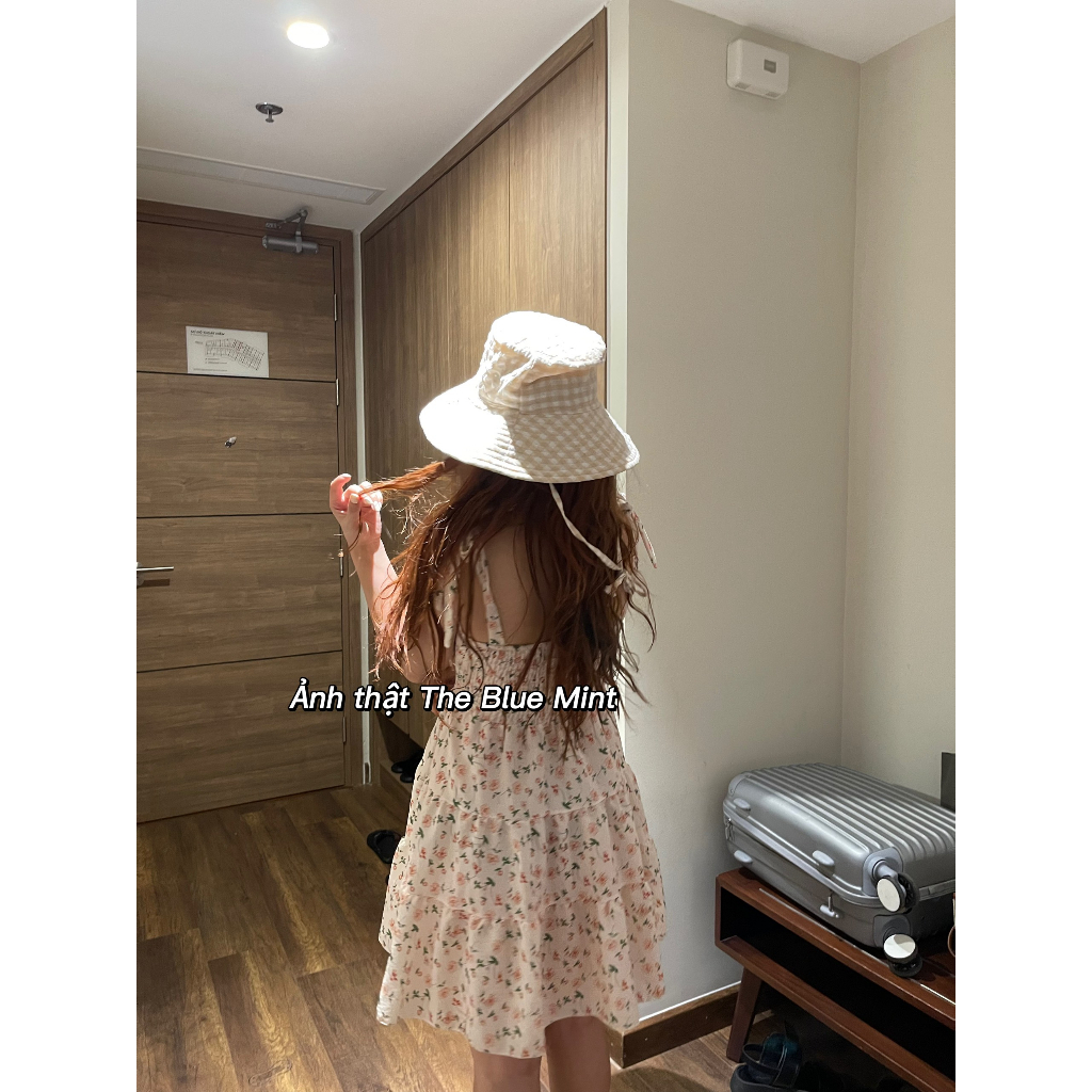 Mũ rộng vành kẻ caro thời trang nữ mũ Hà Thi