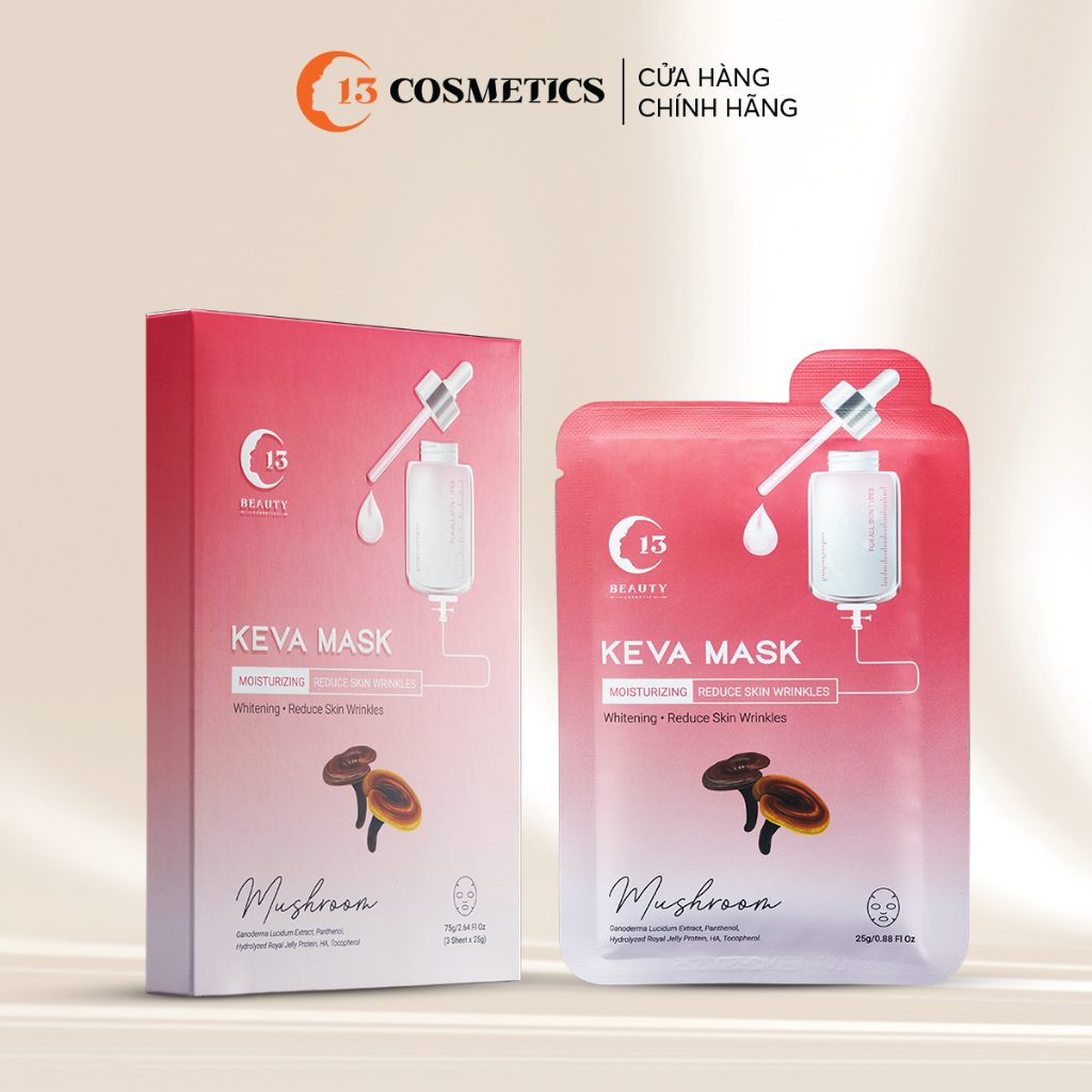 Hộp Mặt Nạ Thạch Dừa C13 Cosmetics Thu Trang Tinh Chất Nấm Linh Chi Dưỡng Trắng, Cấp Ẩm Tức Thì Keva Mask 3 Miếng