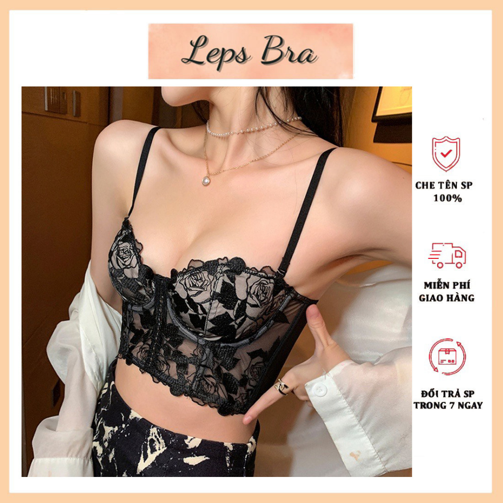 Áo bra ren cúp ngực Áo Lót Bralette Có gọng nâng ngực mềm Corset nữ Cooc xê ren Sexy gợi cảm Quyến rũ - ẢR06