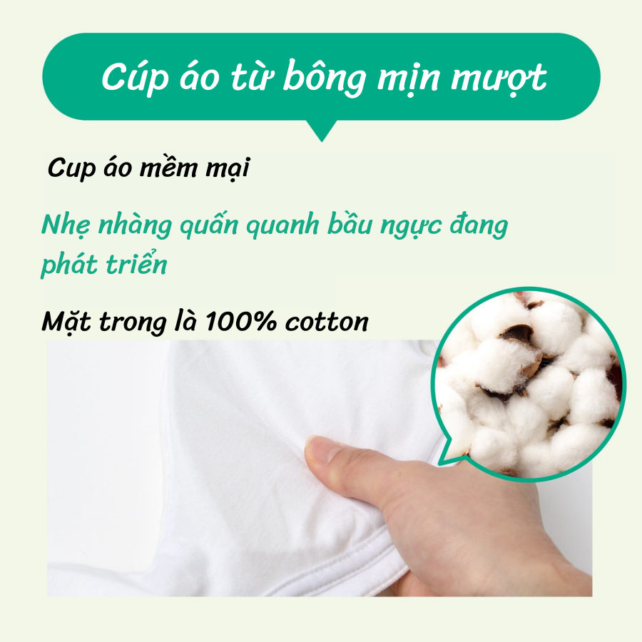 Áo lót trẻ em Wacoal Lecien ISFB001 không gọng, không móc cài, tháo mút, dây vai linh hoạt - SFB001