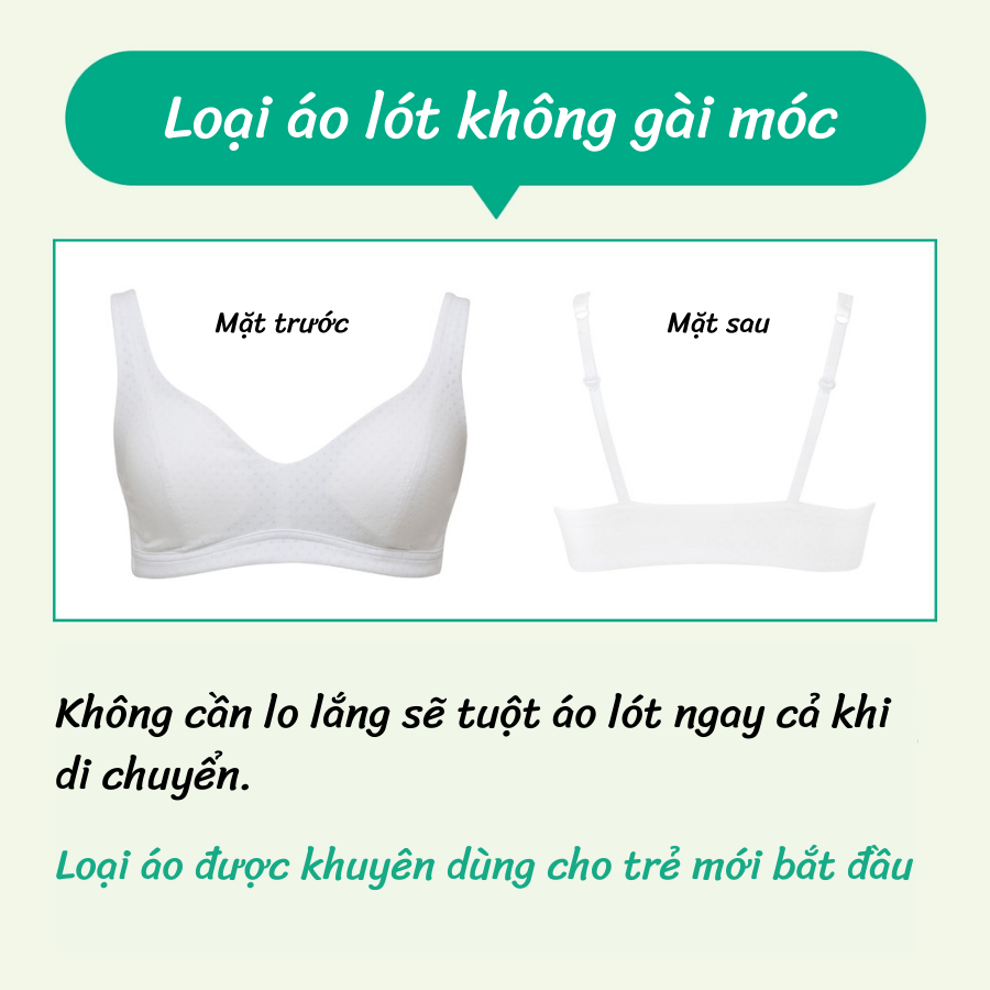 Áo lót trẻ em Wacoal ISFB001 không gọng, không móc cài, tháo mút, dây vai linh hoạt - Lecien