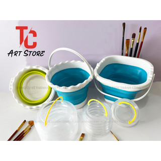 Xô Xếp Dùng Để Rửa Cọ ( Nhựa dẻo,bền, có thể gấp gọn lại)