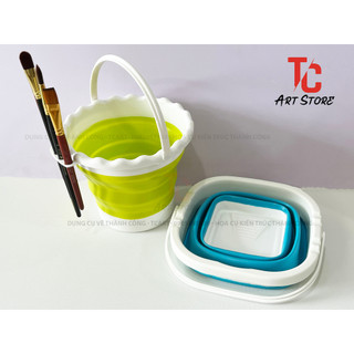 Xô Xếp Dùng Để Rửa Cọ ( Nhựa dẻo,bền, có thể gấp gọn lại)