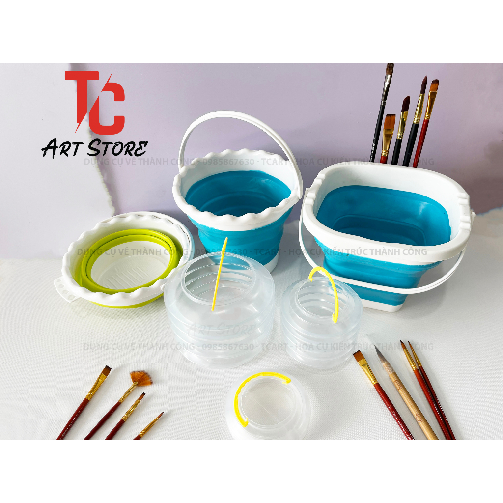 Xô Xếp Dùng Để Rửa Cọ ( Nhựa dẻo,bền, có thể gấp gọn lại)