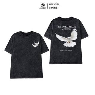 Áo wash xám Alandor local brand chính hãng form rộng tay lỡ vải Cotton Premium mẫu Above the Dream Dove