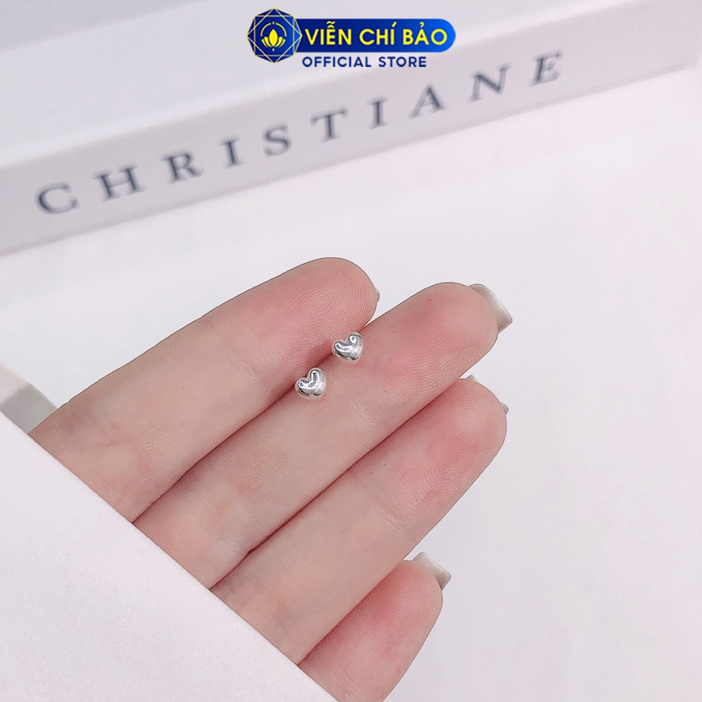Bông tai tim phồng trơn chất liệu bạc 925 thời trang phụ kiện trang sức nữ Viễn Chí Bảo E050