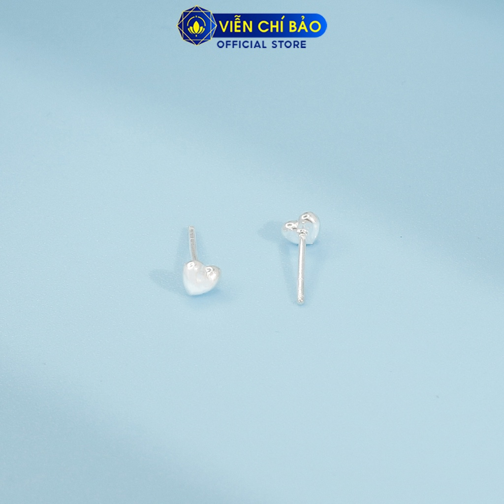Bông tai tim phồng trơn chất liệu bạc 925 thời trang phụ kiện trang sức nữ Viễn Chí Bảo E050