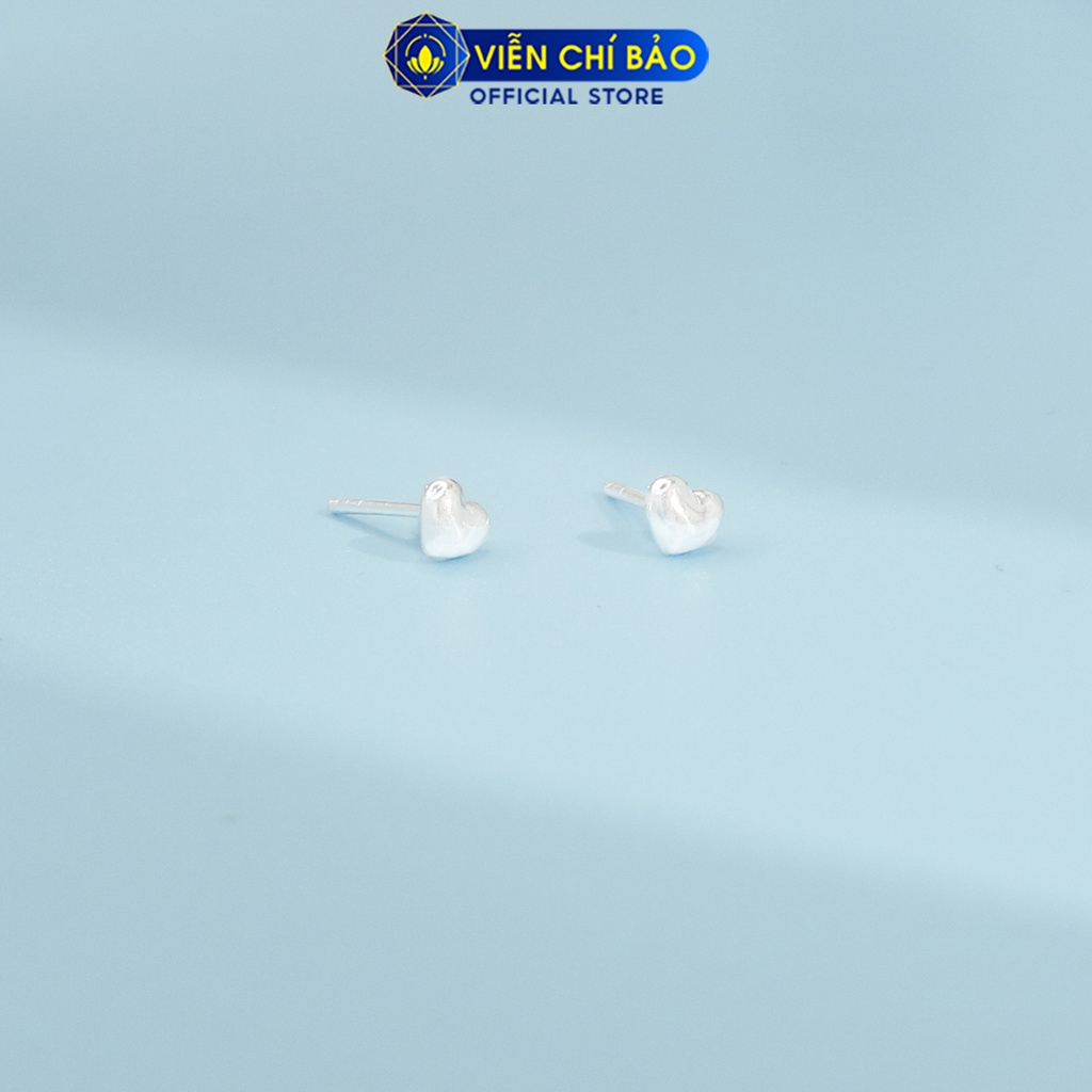 Bông tai tim phồng trơn chất liệu bạc 925 thời trang phụ kiện trang sức nữ Viễn Chí Bảo E050