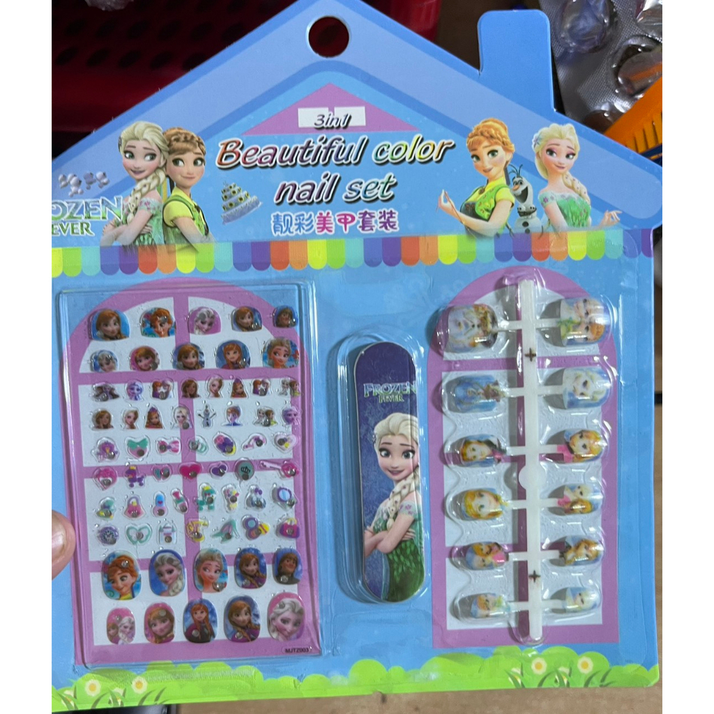 Sét Dán Móng Tay 3D Bé Gái Kèm Sticter, Dán Móng, Kèm Cây Chà Móng Cho Bé, Với Nhiều Mẫu Công Chúa Bắt Mắt Cho Bé Gái