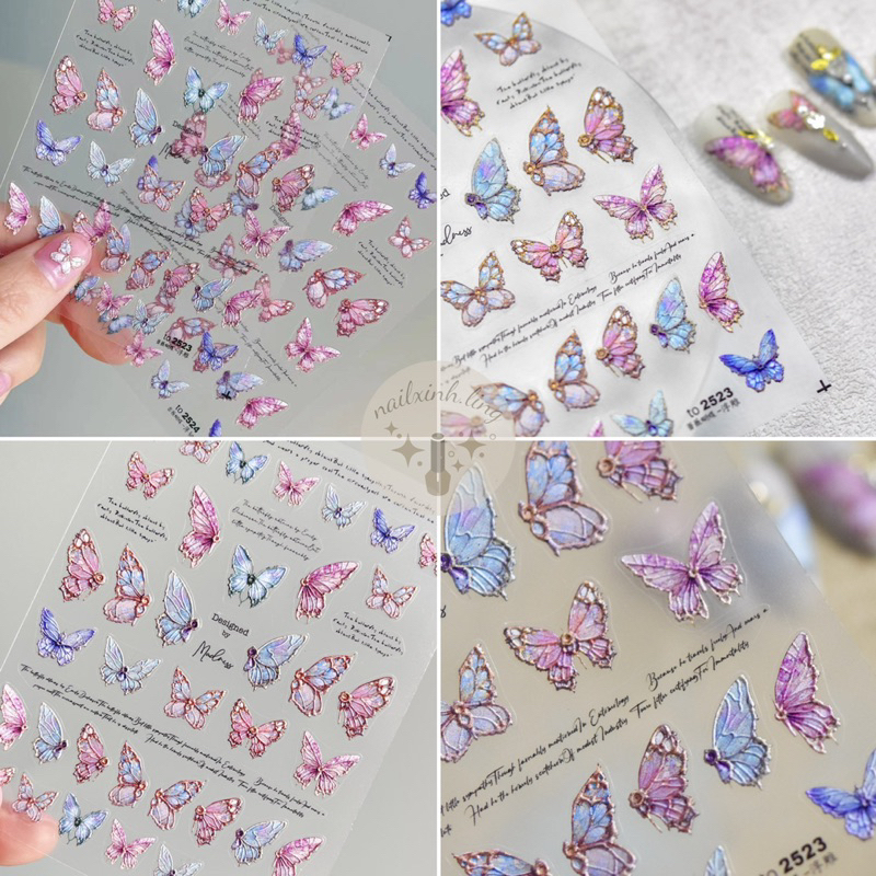 Miếng Dán Móng Sticker 3D Hoa Cúc, Bướm Trang Trí Móng